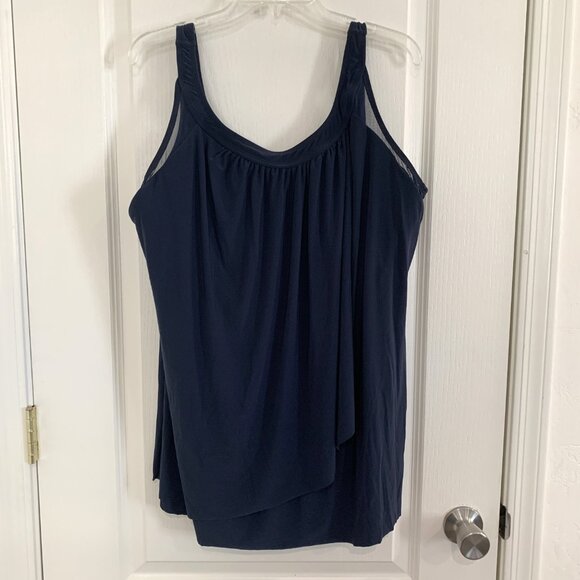 Miraclesuit Illusionists Ursula Tankini Swimsuit Top Midnight Blue Plus Size 24W - Picture 4 of 9